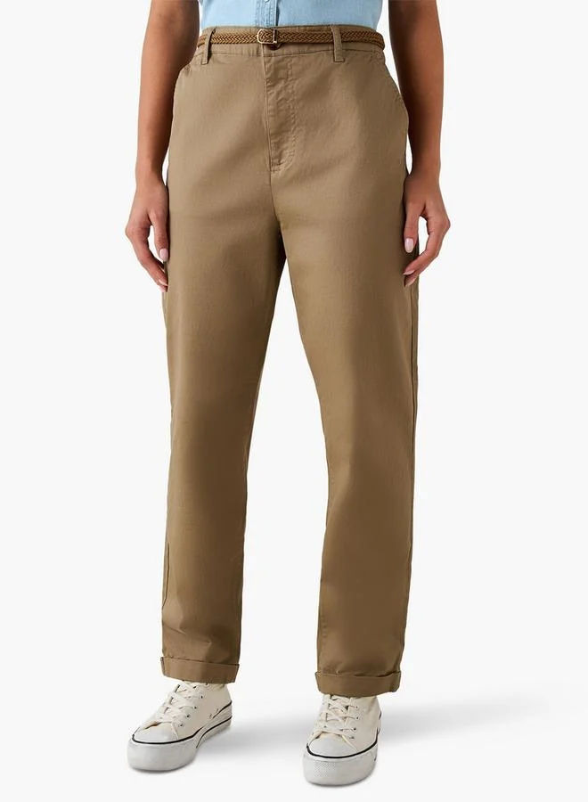 لي كوبر Lee Cooper Regular Fit Trousers with Braided Belt