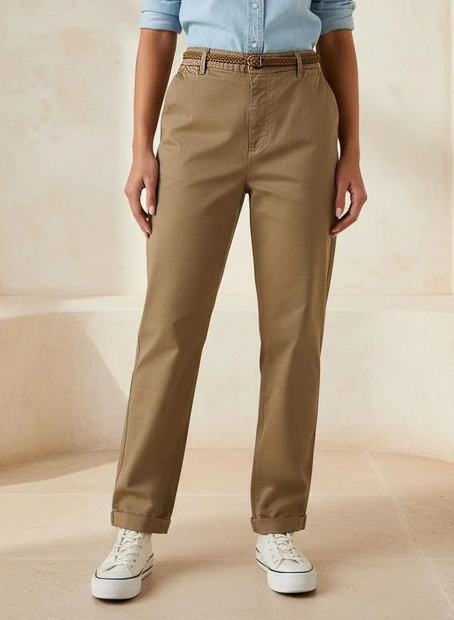 لي كوبر Lee Cooper Regular Fit Trousers with Braided Belt
