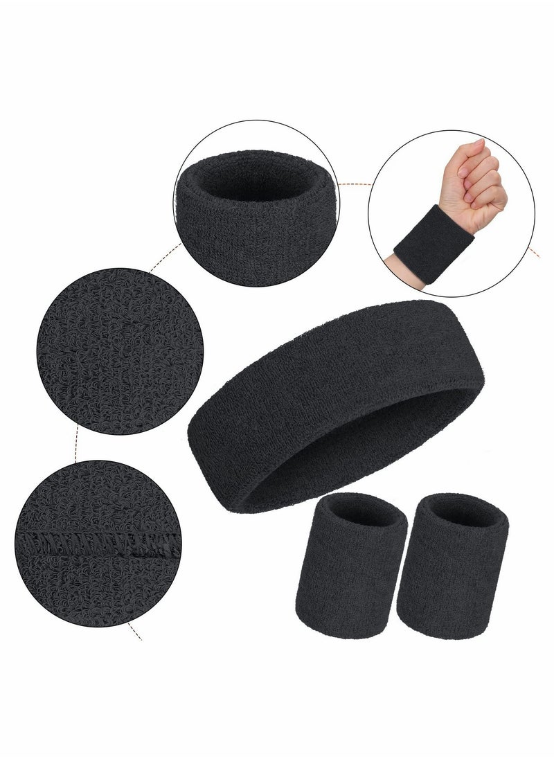 Generic - Sweatbands Set Includes Sports Headband and Wrist Sweatbands Cotton Striped Sweat Band for Athletic Men and Women, 2 x Sweatband headband, 4 x Sports wristbands - Image 1
