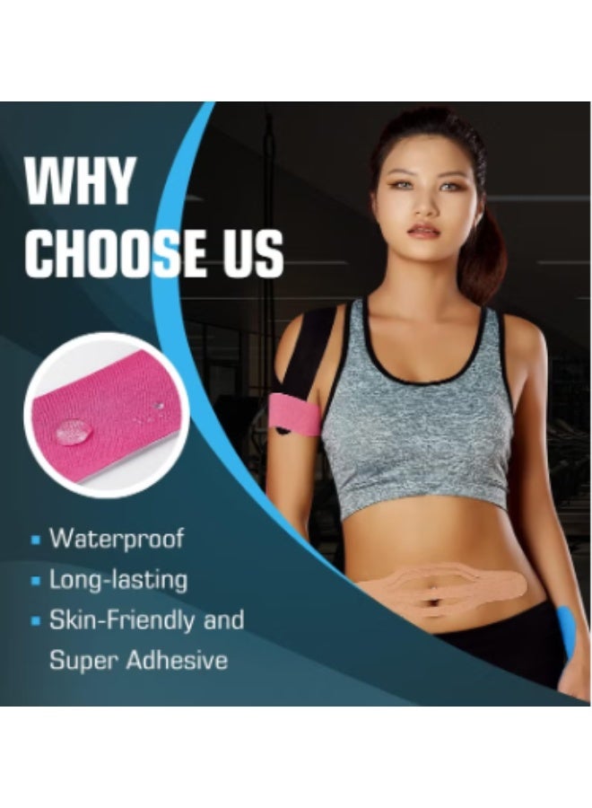 virenia 3 Rolls Kinesiology Tape 5cm*5m – Waterproof & Breathable Athletic Tape – Elastic Sports Tape for Muscle Pain Relief, Knee Support & Joint Stability – Ideal for Gym, Fitness, Running, Tennis, Swimming, Football, Basketball, Weightlifting – Black - Image 4