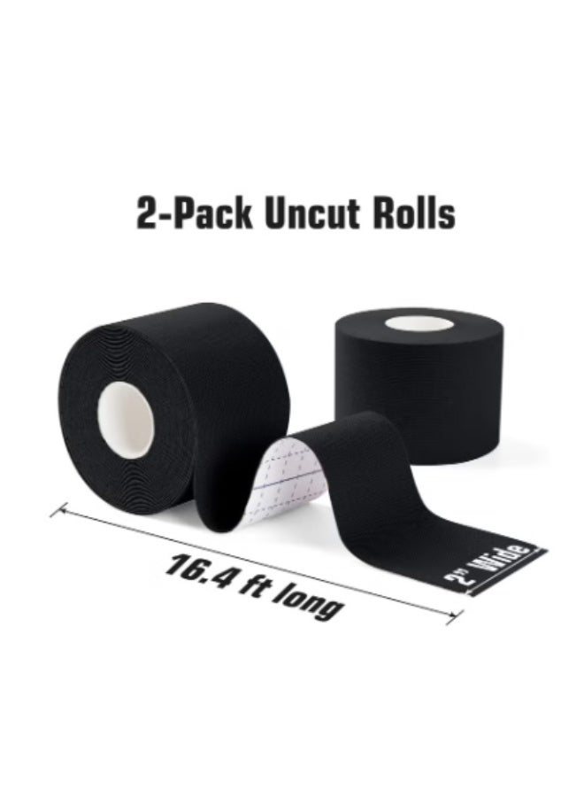virenia 3 Rolls Kinesiology Tape 5cm*5m – Waterproof & Breathable Athletic Tape – Elastic Sports Tape for Muscle Pain Relief, Knee Support & Joint Stability – Ideal for Gym, Fitness, Running, Tennis, Swimming, Football, Basketball, Weightlifting – Black - Image 2