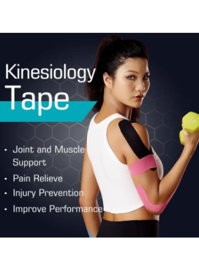 virenia 3 Rolls Kinesiology Tape 5cm*5m – Waterproof & Breathable Athletic Tape – Elastic Sports Tape for Muscle Pain Relief, Knee Support & Joint Stability – Ideal for Gym, Fitness, Running, Tennis, Swimming, Football, Basketball, Weightlifting – Black - Image 3
