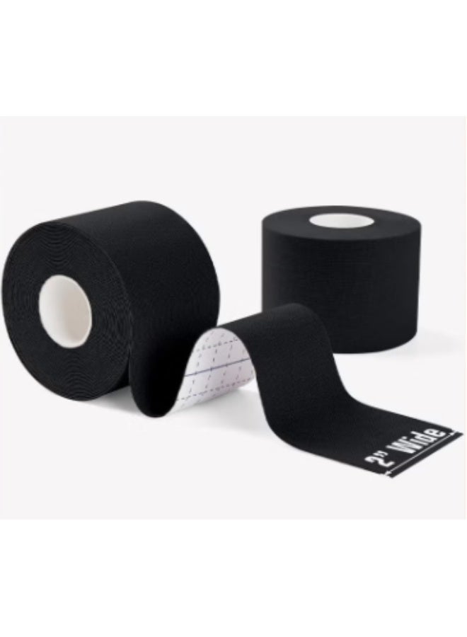 virenia 3 Rolls Kinesiology Tape 5cm*5m – Waterproof & Breathable Athletic Tape – Elastic Sports Tape for Muscle Pain Relief, Knee Support & Joint Stability – Ideal for Gym, Fitness, Running, Tennis, Swimming, Football, Basketball, Weightlifting – Black - Image 1
