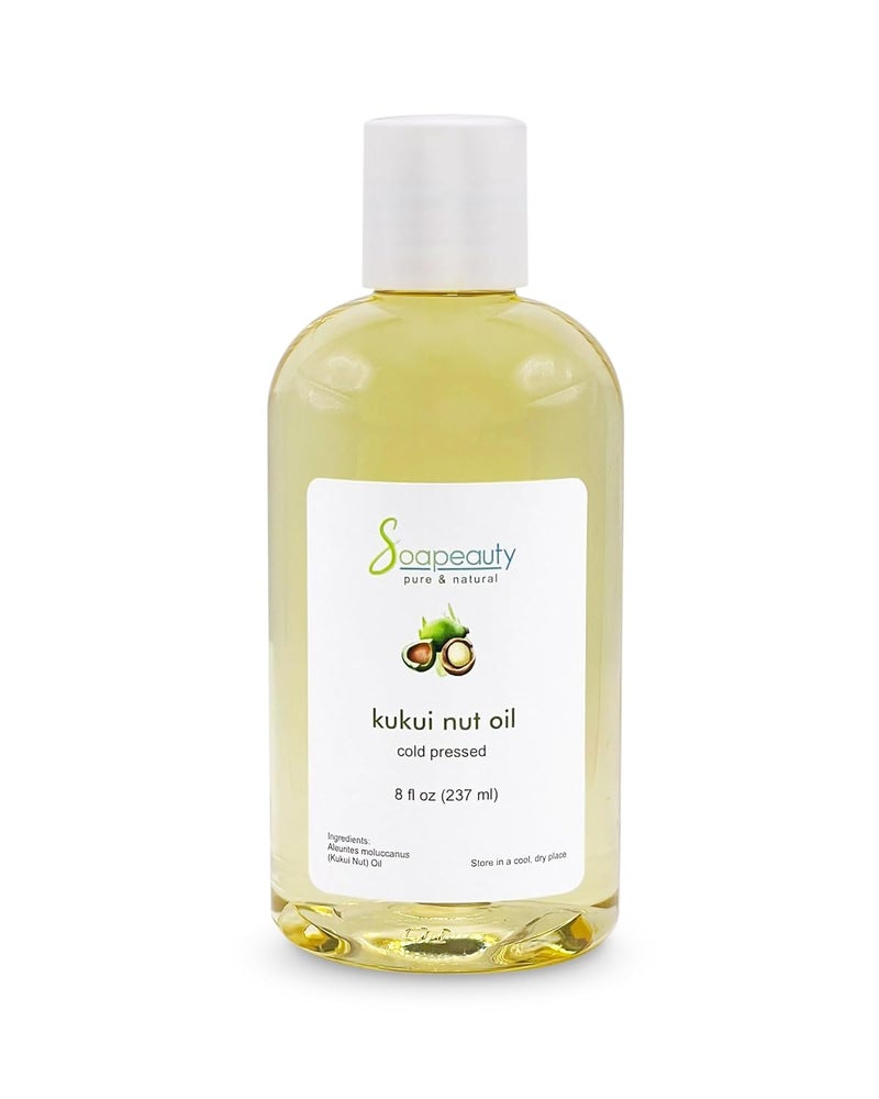 Soapeauty Kukui Nut Oil  100 Pure  Natural  Cold Pressed  Moisturizing Oil for Skin Hair and Soap Making  8 fl oz