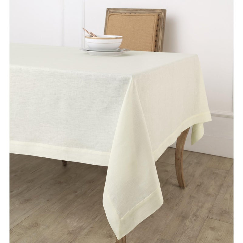 Solino Home Solino Home Ivory Tablecloth 60 x 108 Inch  100 Pure Linen Rectangular Tablecloth  Machine Washable Table Cloth for Spring Summer  Fete 