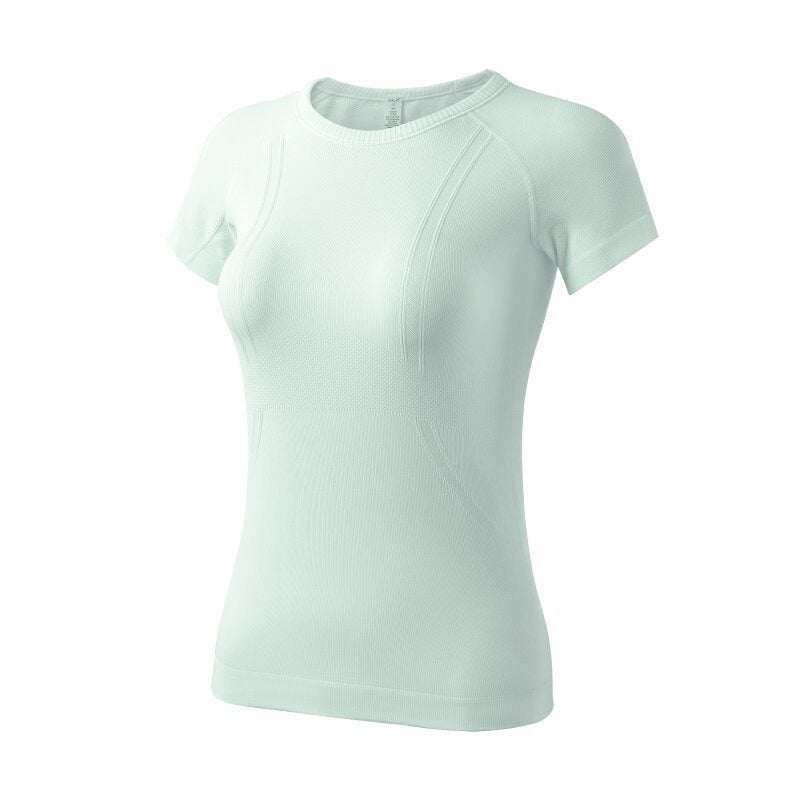 Tian Hong Women's Seamless Barely-There Round Neck Yoga T-Shirt Short Sleeve Athletic Top for Pilates Running Breathable - Image 5