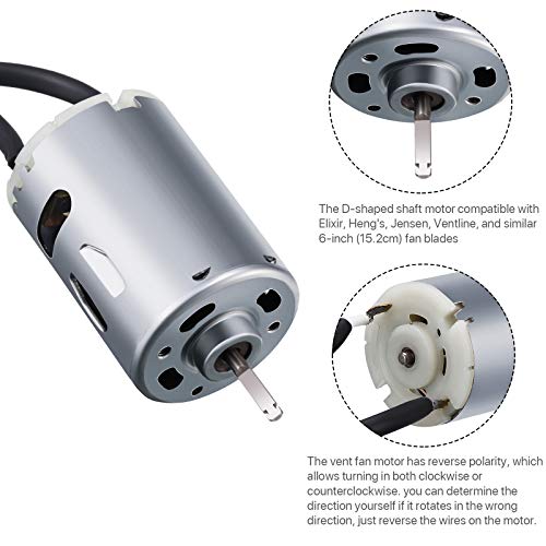 RUSFOL 2 Pieces 12V D-Shaft RV Vent Motor, Camper Exhaust Fan Motor, Compatible with Heng's, Elixir, Ventline, Jensen and Similar 6-inch Fan Blades - Image 3