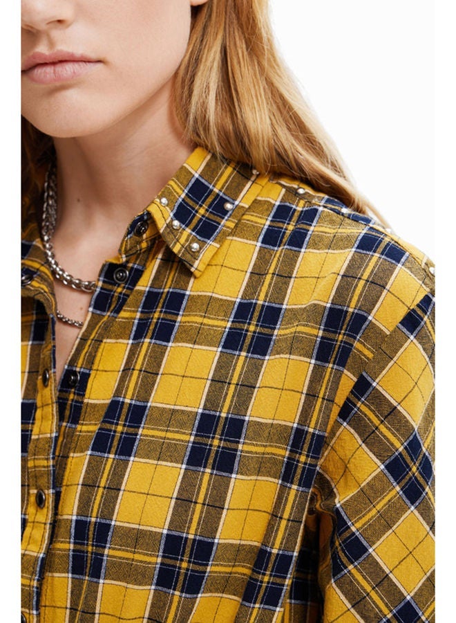DESIGUAL Women's Plaid Button-Down Shirt Dress with Cinched Waist - Image 4