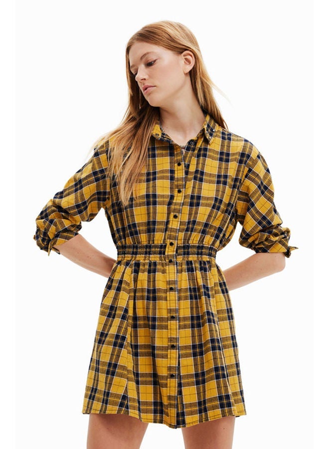 DESIGUAL Women's Plaid Button-Down Shirt Dress with Cinched Waist - Image 2