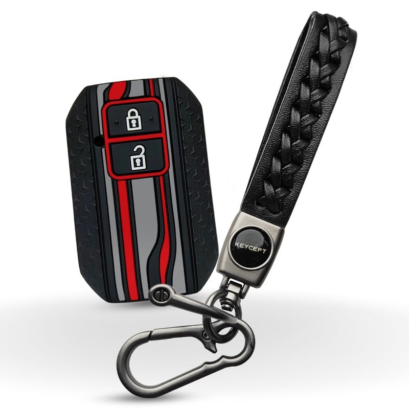 KEYCEPT Tristar Key Cover for Suzuki Swift, Dzire, Ertiga, Baleno, Grand Vitara, Celerio, WagonR, Brezza, Scross, Fronx, Jimny, Ignis with Keychain. (Type 5, Black) - Image 2