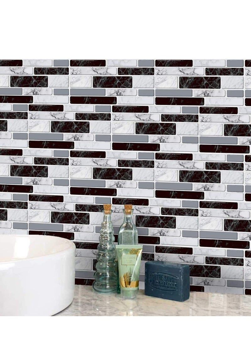 Captaintech Peel and Stick Wall Tile Stickers for Kitchen Bathroom Black White Marble Style Self Adhesive Backsplash Home Decor 27pcs/Set 10 x 20cm - Image 3