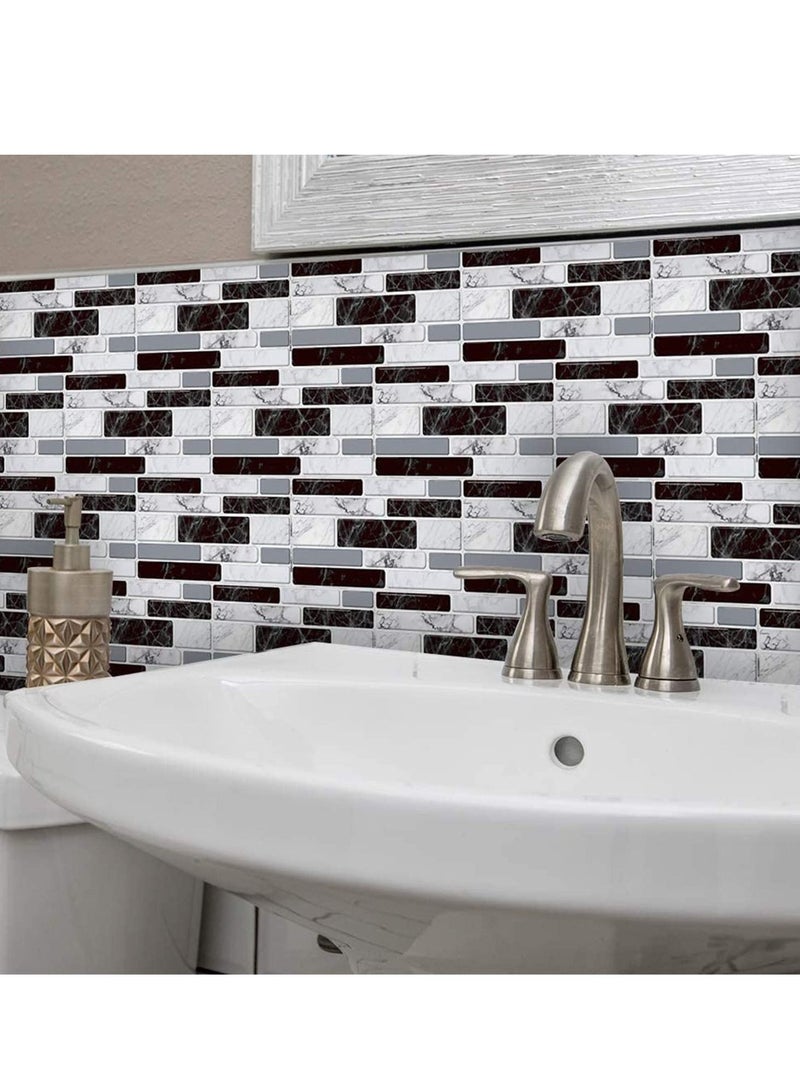 Captaintech Peel and Stick Wall Tile Stickers for Kitchen Bathroom Black White Marble Style Self Adhesive Backsplash Home Decor 27pcs/Set 10 x 20cm - Image 5
