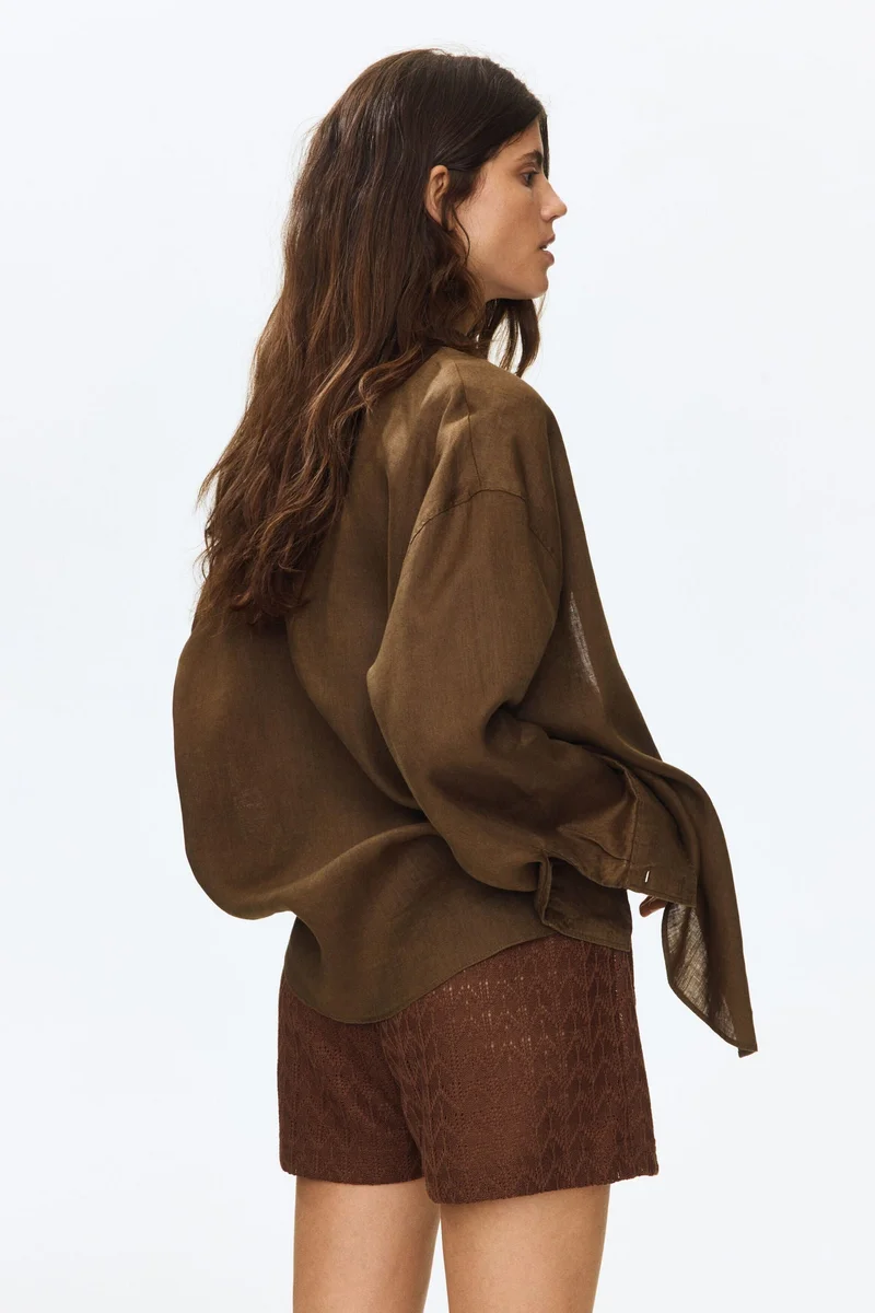 H&M MAMA Pointelle-knit drawstring shorts