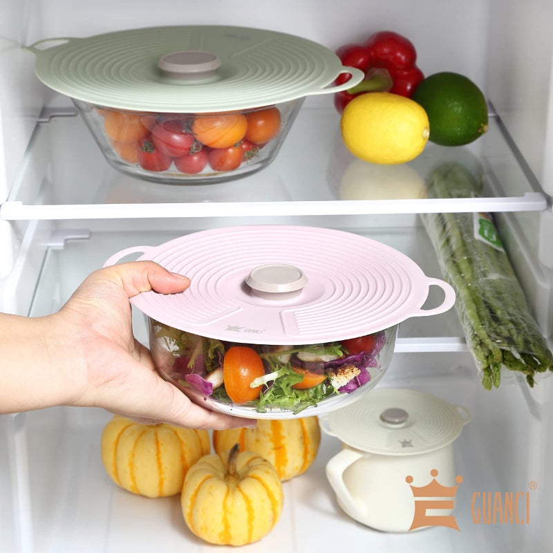 GUANCI Silicone Lids for Bowl 8 Pack, Microwave Splatter Cover with 6 Sizes Reusable Heat Resistant Lids Fits Cups, Bowls, Plates, Pots, Pans, Skillets, Stove Top, Oven, Fridge Dishwasher Safe - Image 4