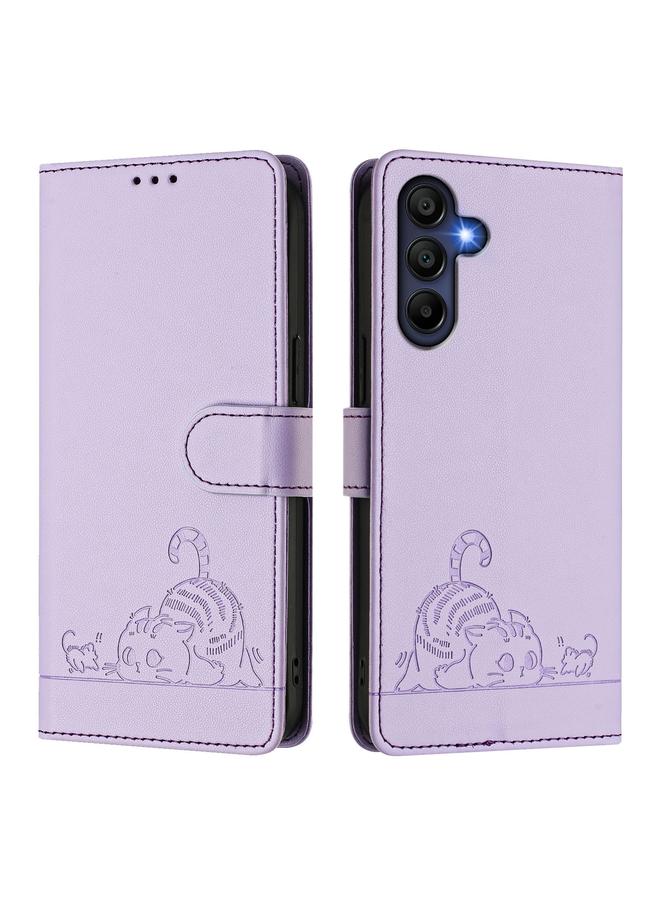 S-TOP Case For Samsung Galaxy A16 4G Cat Rat Embossed Pattern RFID Leather Phone Case with Lanyard - Image 2