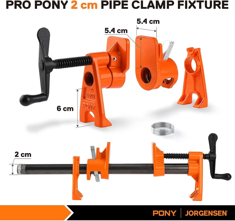 Pony PRO 2 Pack Pipe Clamp Fixture for 2 cm Black Pipe, Heavy Duty Wood Gluing Clamp Set, Cast Iron Pipe Clamps for Woodworking Glue Ups Panels and Boards - Image 2