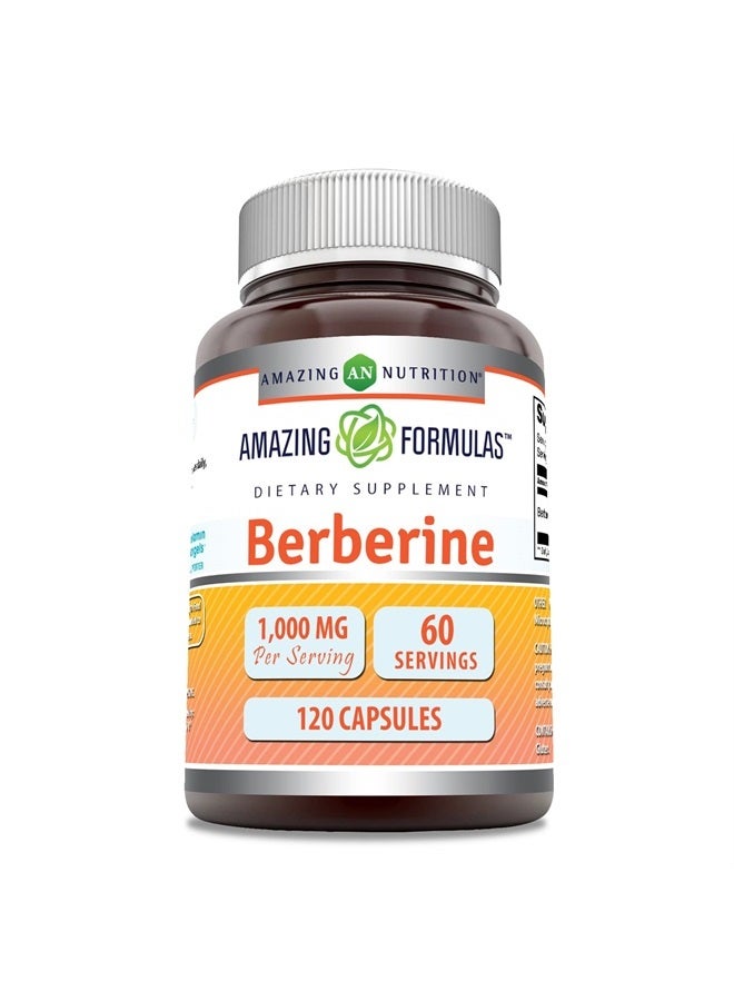 Amazing Nutrition Amazing Formulas Berberine 1000mg Per Serving 120 Capsules Supplement | Non GMO | Gluten Free | Made in USA - Image 1