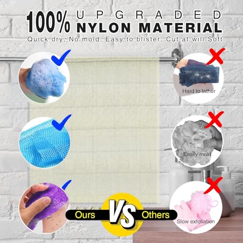 UJFQBH 6 Pieces African Bath Sponge African Net Long Net Bath Sponge Exfoliating Shower Body Scrubber Back Scrubber Skin Smoother,Great for Daily Use (Purple, Purple, Pink, Orange, Blue, Green) - Image 2
