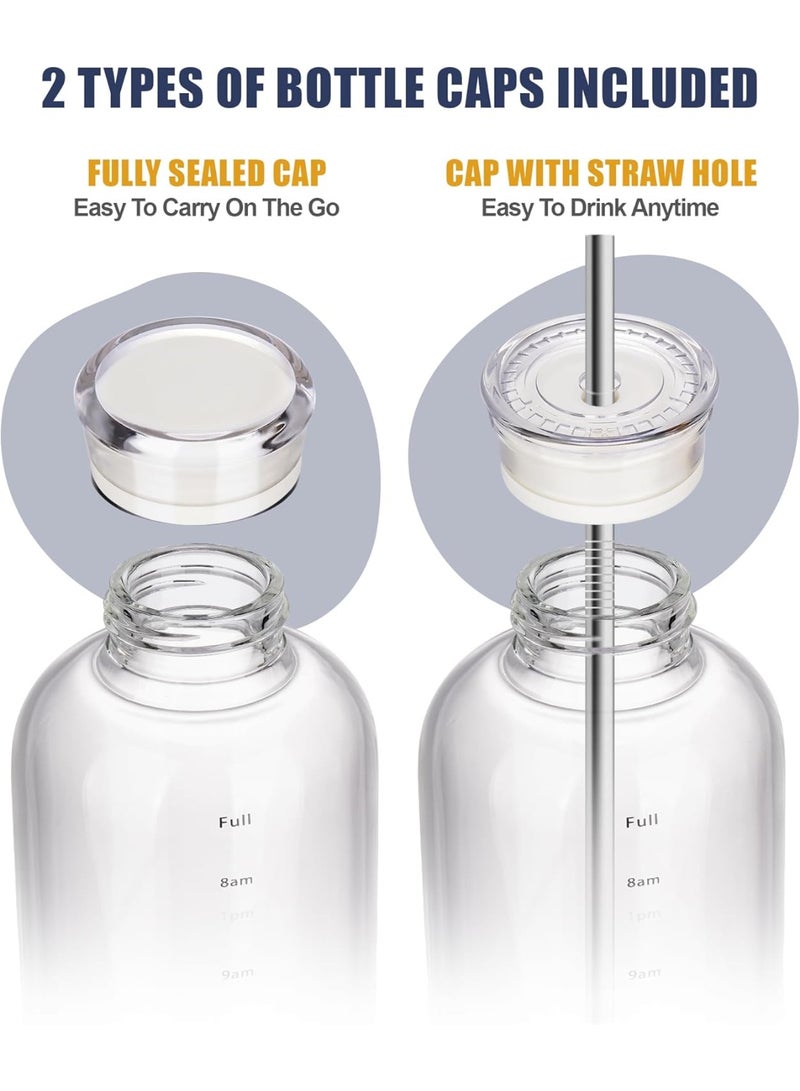 زجاجة مياه زجاجية شفافة سعة 750 مل مع  ماصّة، زجاج بورسليكات عالي المتانة ومقاوم للحرارة مع غطاء مانع للتسرب للاستخدام أثناء السفر والذهاب إلى الصالة الرياضية والمدرسة والمنزل - Image 5