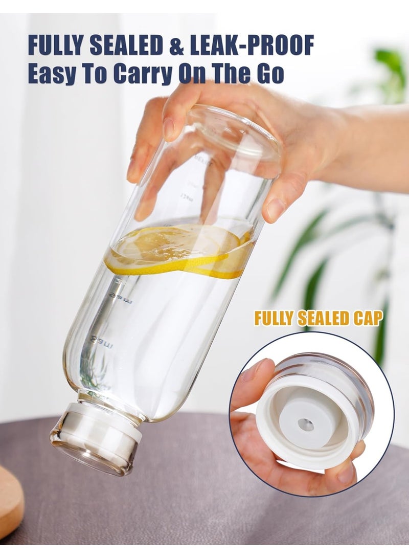 زجاجة مياه زجاجية شفافة سعة 750 مل مع  ماصّة، زجاج بورسليكات عالي المتانة ومقاوم للحرارة مع غطاء مانع للتسرب للاستخدام أثناء السفر والذهاب إلى الصالة الرياضية والمدرسة والمنزل - Image 4