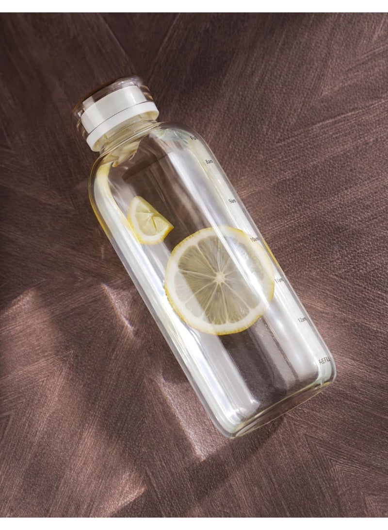 زجاجة مياه زجاجية شفافة سعة 750 مل مع  ماصّة، زجاج بورسليكات عالي المتانة ومقاوم للحرارة مع غطاء مانع للتسرب للاستخدام أثناء السفر والذهاب إلى الصالة الرياضية والمدرسة والمنزل - Image 2