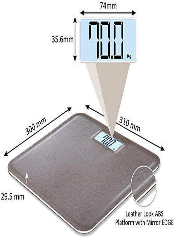 CROWN Elite Leather Look Fiber Body Digital Human Weighing Scale, 180kg (Brown) - Image 3