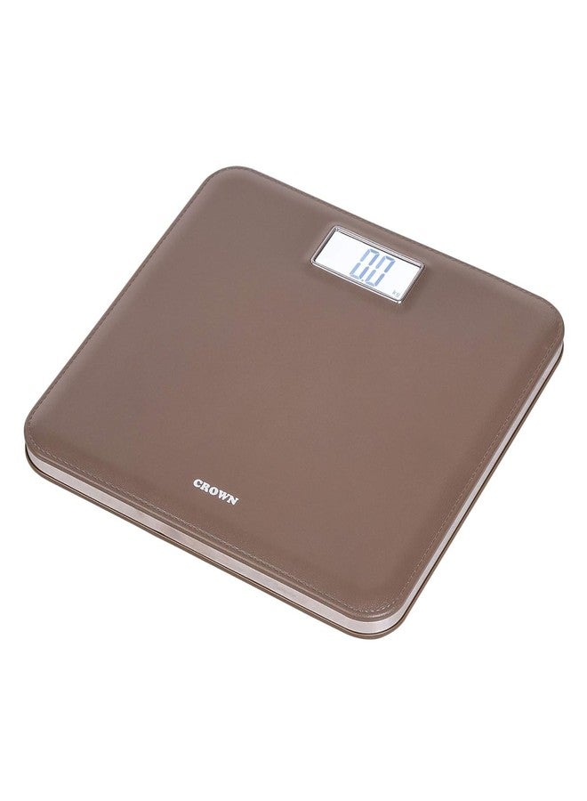 CROWN Elite Leather Look Fiber Body Digital Human Weighing Scale, 180kg (Brown) - Image 4