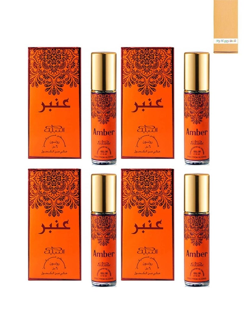 نبيل 4 قطع نبيل عنبر خالي من الكحول عطر زيتي 6 مل - Image 1