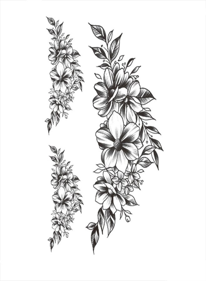 ورقة واحدة من ملصقات الوشم المؤقتة ثلاثية الأبعاد على شكل وردة كبيرة وزهرة الفاوانيا، مناسبة للفتيات، للرقبة والكتف والكم، مقاومة للماء، ملصقات وشم مؤقتة على شكل زهرة الفاوانيا الكبيرة، يمكنكِ صنعها بنفسكِ للنساء - Image 1