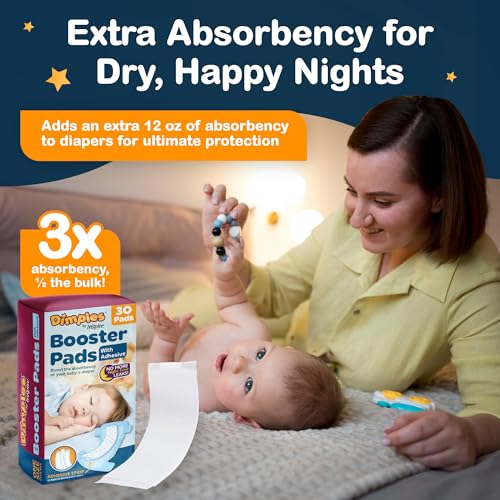 Inspire Dimples Booster Pads Baby Diaper Doubler with Adhesive for Secure Fit 1 Size Fits All Diapers Boosts Absorbency No More leaks 22 Count - Image 3