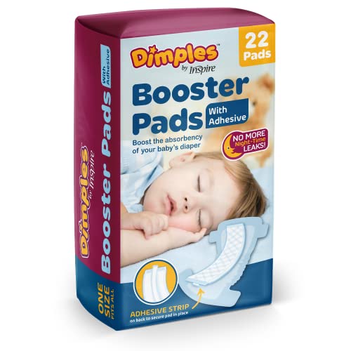 Inspire Dimples Booster Pads Baby Diaper Doubler with Adhesive for Secure Fit 1 Size Fits All Diapers Boosts Absorbency No More leaks 22 Count - Image 1