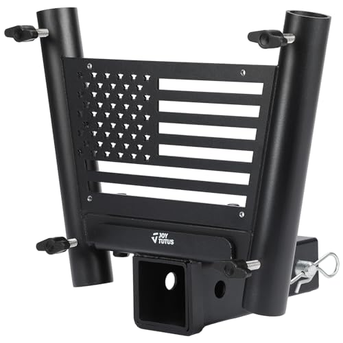 JOYTUTUS Dual Hitch Flag Pole Holder for Standard 2 Inch Receivers Fits Trucks SUV RV Pickup Camper Trailer Double Hitch Mount Flagpole Holder with Hitch ReceiverFlag Poles Up to 118 Diameter - Image 1