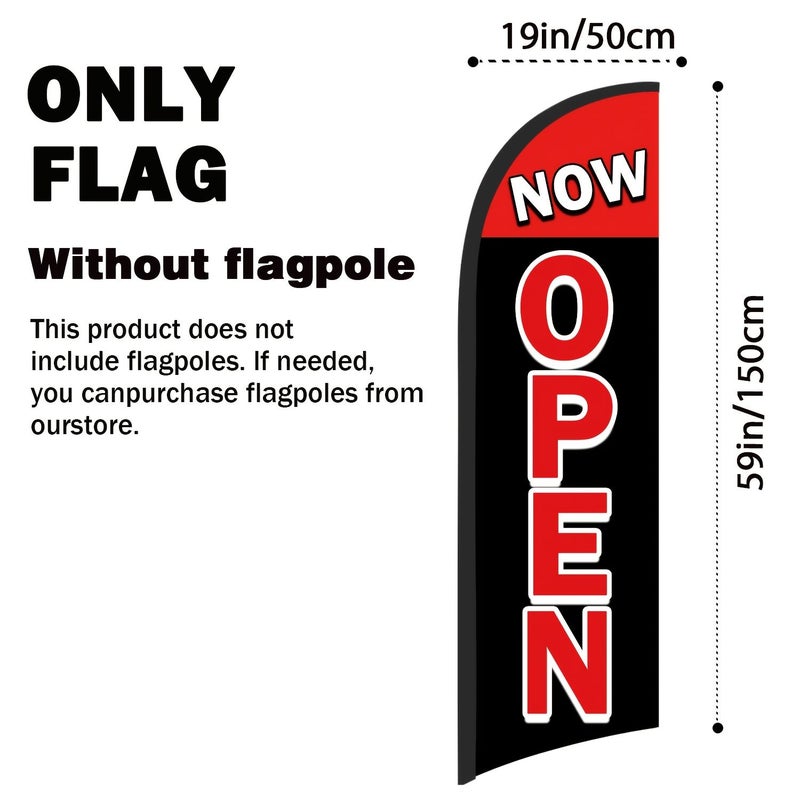 Now Open Black Feather Flag 8 Feet Tall Advertising Banner For Outside Grand Opening Decorations Business Events - Image 3