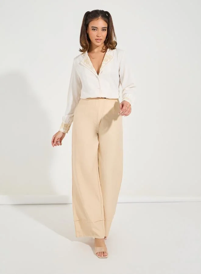 Take Two Embroidery Rose Detail Regular Fit Shirt