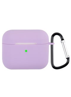 Generic Case Cover Wireless Earphone Silicone Protective Case with Carabiner For AirPods 3 Light Purple 