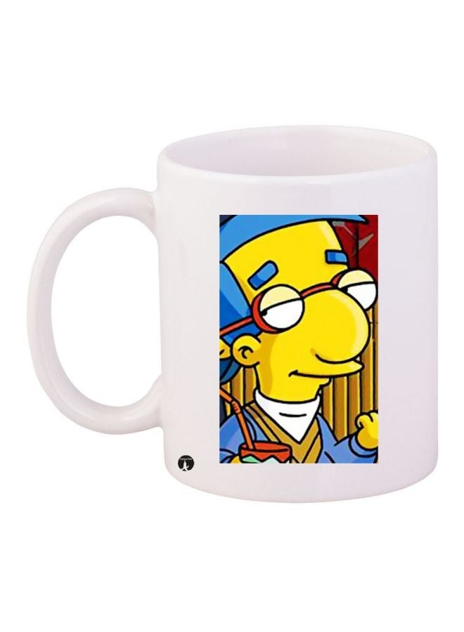 Cartoon Character Printed Coffee Mug White/Yellow/Blue 11ounce