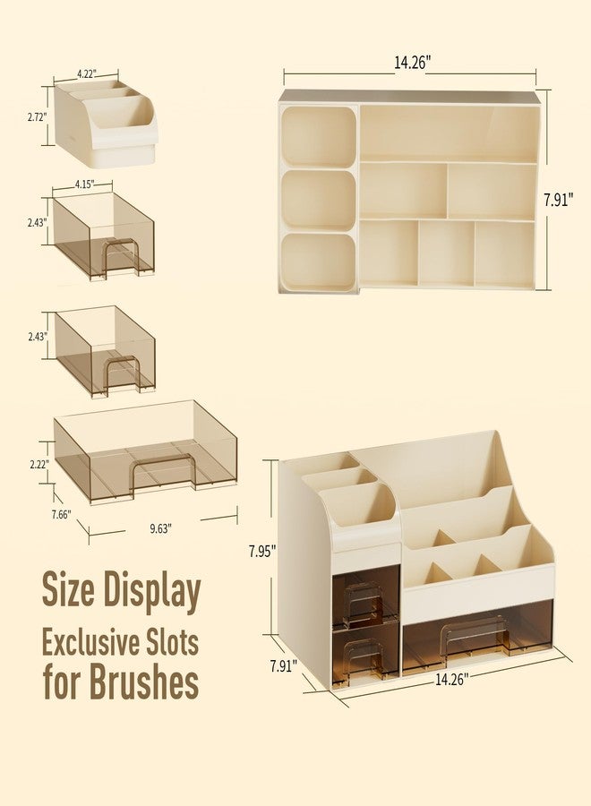 Mriluvy Makeup Organizer with Drawers,Large Cosmetic Storage Box,Countertop Skincare Organizer,ABS Makeup Brush Holder for Bathroom,Desk,Dresser,Multifunctional Beauty Display Case,Cream transparent - Image 5