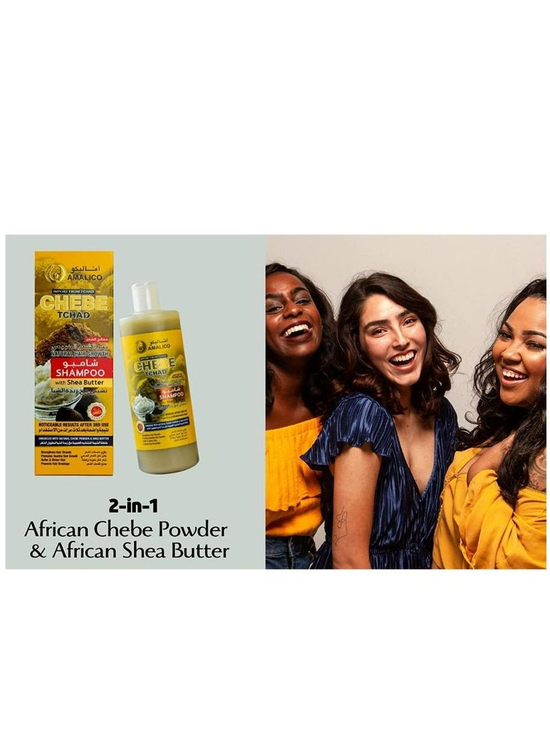 AMALICO - Chebe Shampoo for Hair Growth with SHEA BUTTER - Ready-to-Use with Chebe Powder for Hair Growth, Palm Oil, Sweet Almond Oil, Olive Oil, Sulphate Free, Parapen Free (500) - Image 1