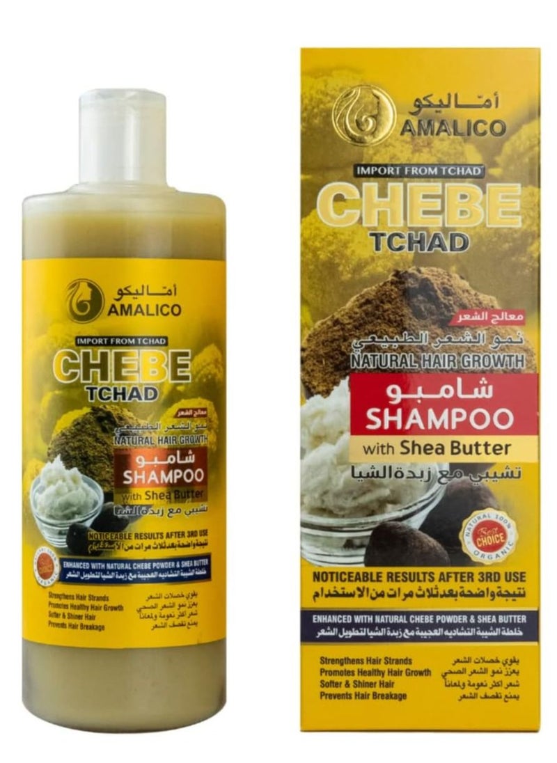AMALICO - Chebe Shampoo for Hair Growth with SHEA BUTTER - Ready-to-Use with Chebe Powder for Hair Growth, Palm Oil, Sweet Almond Oil, Olive Oil, Sulphate Free, Parapen Free (500) - Image 1