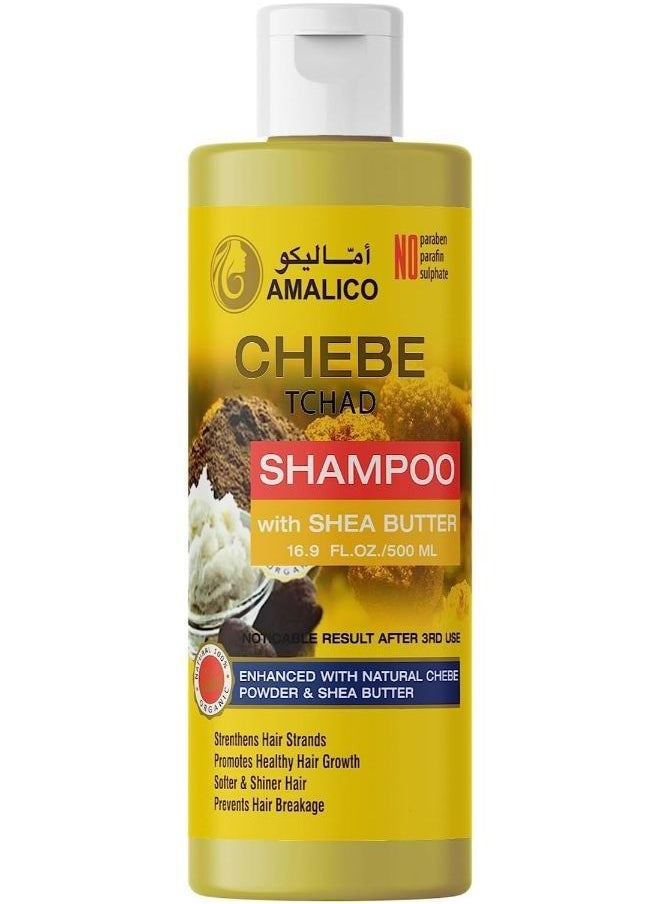 AMALICO - Chebe Shampoo for Hair Growth with SHEA BUTTER - Ready-to-Use with Chebe Powder for Hair Growth, Palm Oil, Sweet Almond Oil, Olive Oil, Sulphate Free, Parapen Free (500) - Image 1