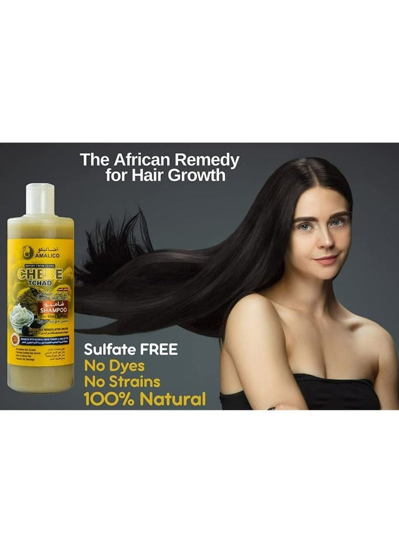 AMALICO - Chebe Shampoo for Hair Growth with SHEA BUTTER - Ready-to-Use with Chebe Powder for Hair Growth, Palm Oil, Sweet Almond Oil, Olive Oil, Sulphate Free, Parapen Free (500) - Image 1