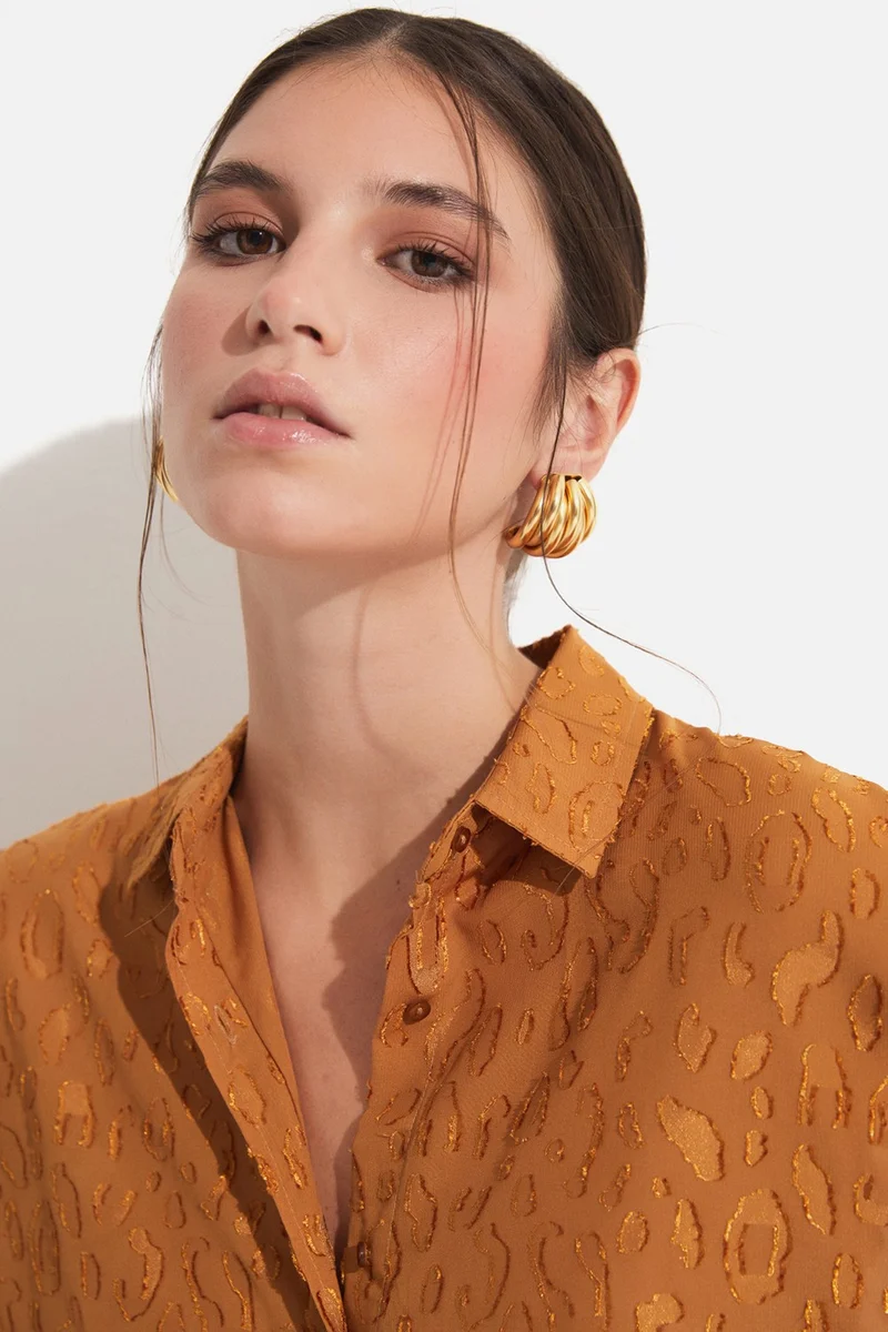 JUNE Women's Exclusive Oversize/loose Cut Self-Patterned Shirt