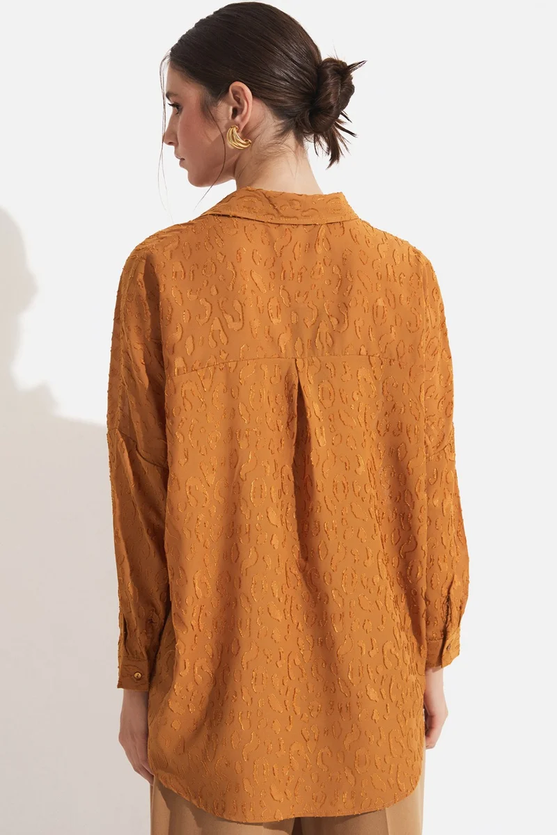 JUNE Women's Exclusive Oversize/loose Cut Self-Patterned Shirt