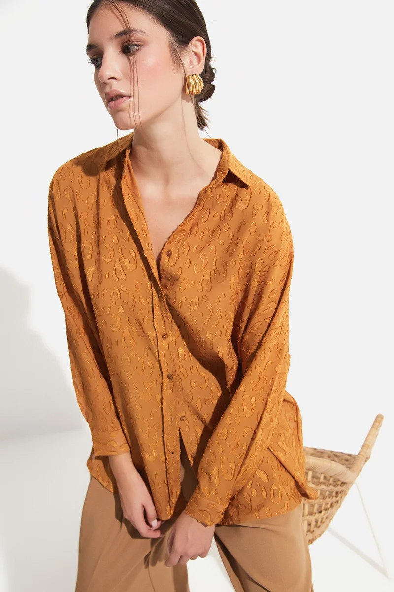 JUNE Women's Exclusive Oversize/loose Cut Self-Patterned Shirt