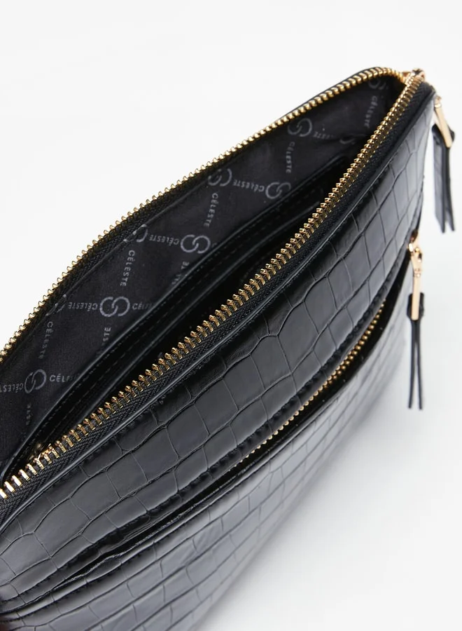 سيليست Women's Textured Crossbody Bag with Zip Closure and Adjustable Strap