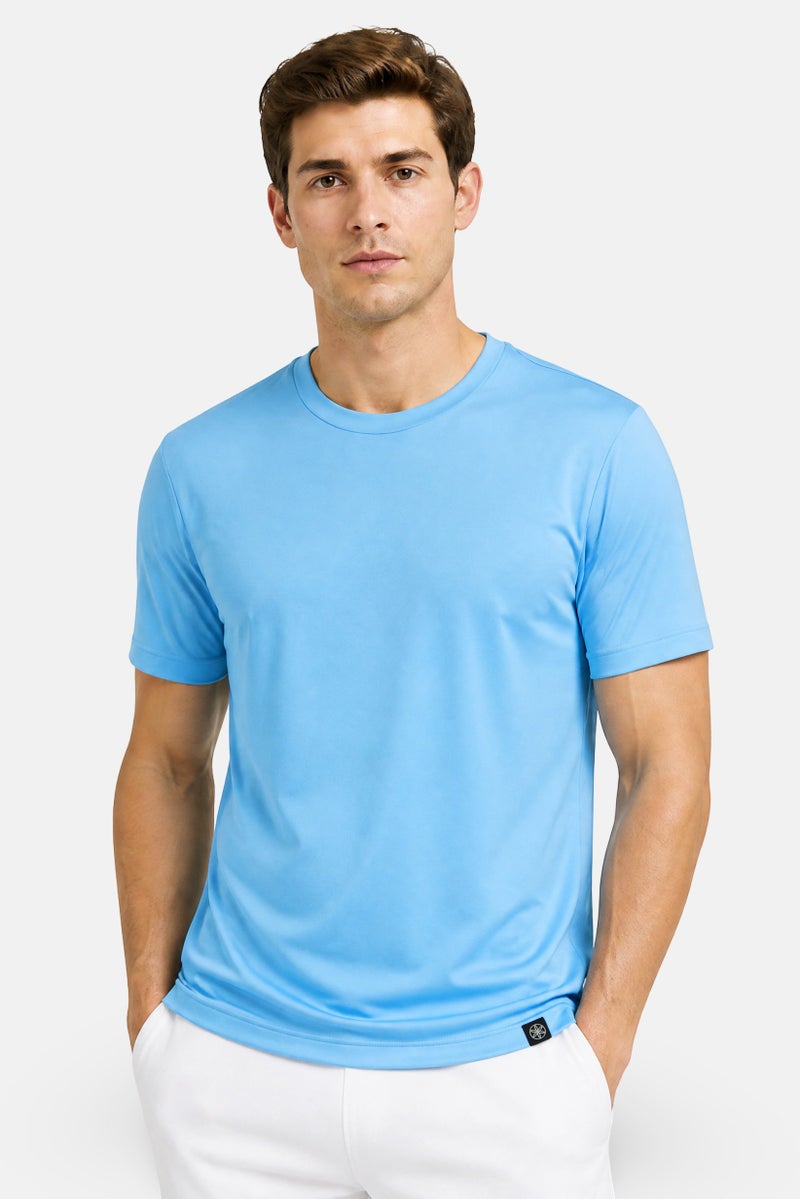 Gaiam Men Slim Fit Short Sleeve Training T-Shirt, Blue - Image 1