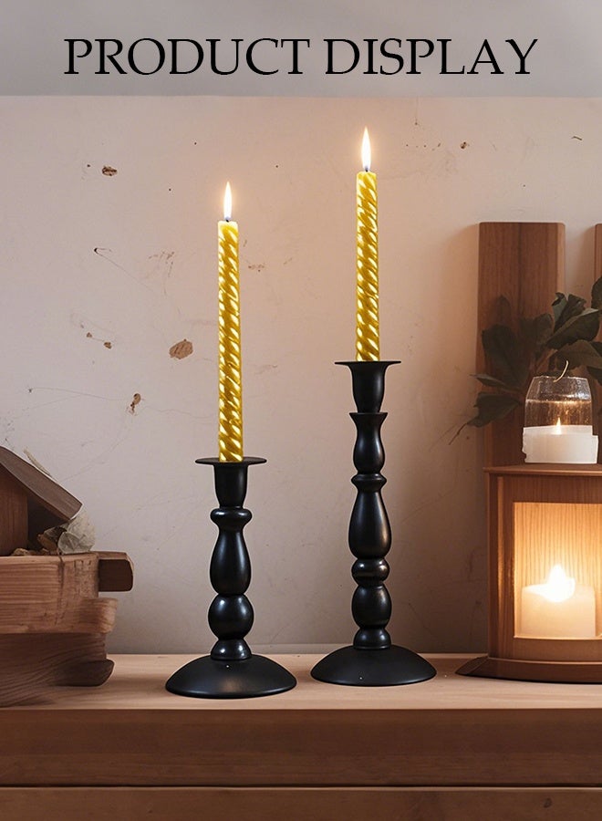 DUNISO 3 Pcs Candle Holders，Taper Candle Holder，Vintage Metal Candlestick Holders，Sturdy and Durable，Suitable for Decoration in Restaurants, Dinners, and Parties，Black  - Image 3
