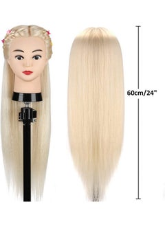 TopDirect Mannequin Head with 80% Real Hair, TopDirect 24" Blonde Hair Styling Hairdressing Cosmetology Mannequin Manikin Training Practice Head with Clamp and Tools  - Image 2