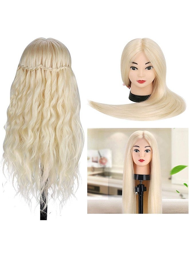 TopDirect Mannequin Head with 80% Real Hair, TopDirect 24" Blonde Hair Styling Hairdressing Cosmetology Mannequin Manikin Training Practice Head with Clamp and Tools - Image 3