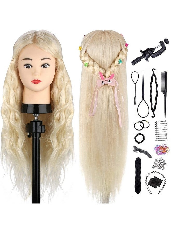 TopDirect Mannequin Head with 80% Real Hair, TopDirect 24" Blonde Hair Styling Hairdressing Cosmetology Mannequin Manikin Training Practice Head with Clamp and Tools - Image 1